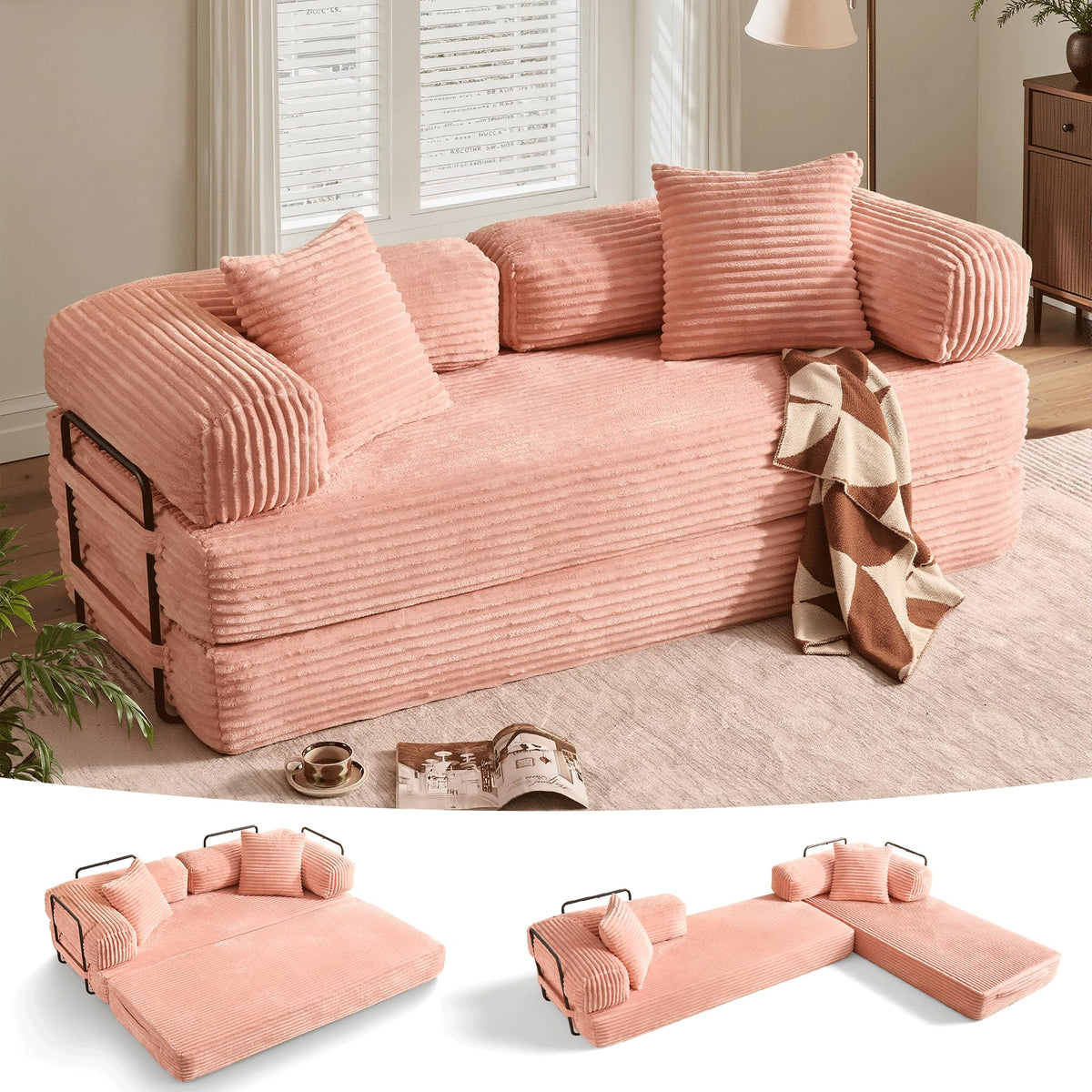 81" Folding Sofa Bed Convertible Floor Futon Lounger D4395