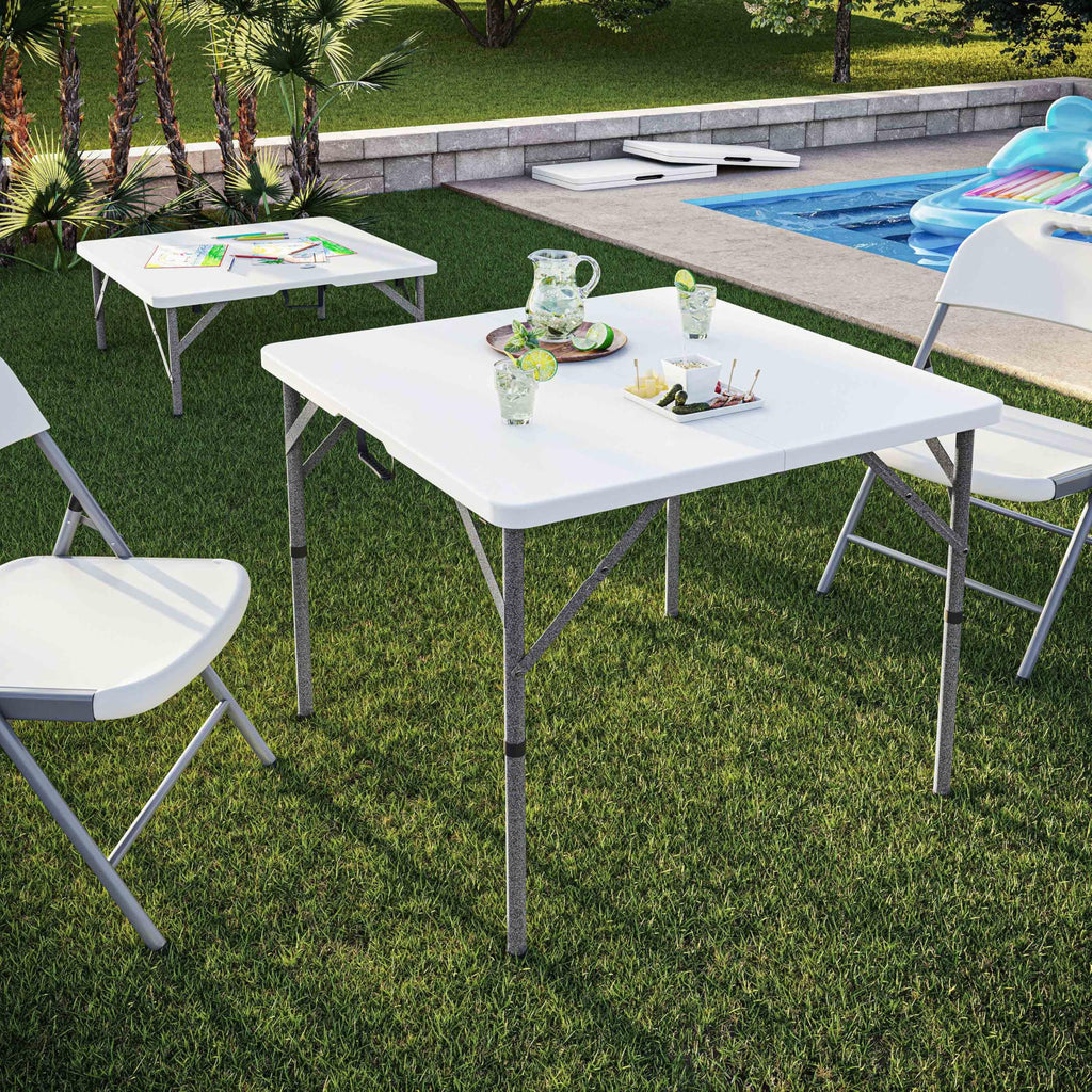 White Square Folding Table with Carry Handle G713